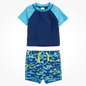 Nordstrom Baby Tucker + Tate 3 Blue Swim Set with Matching Hat NEW